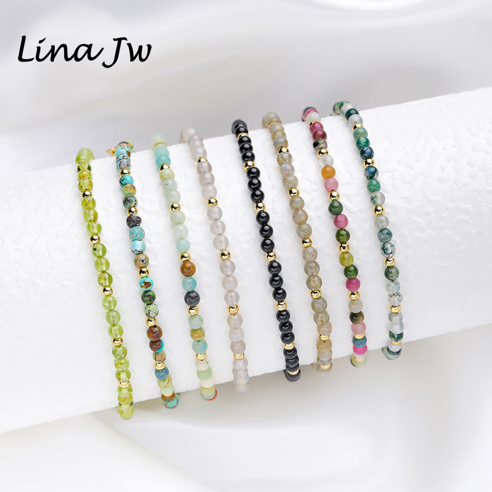 3MM Naturnal Stone Beads Bracelets on Hand Luxury Jewelry Sets Bangle Party Gift Tourmaline Handwork bracelet jewelry