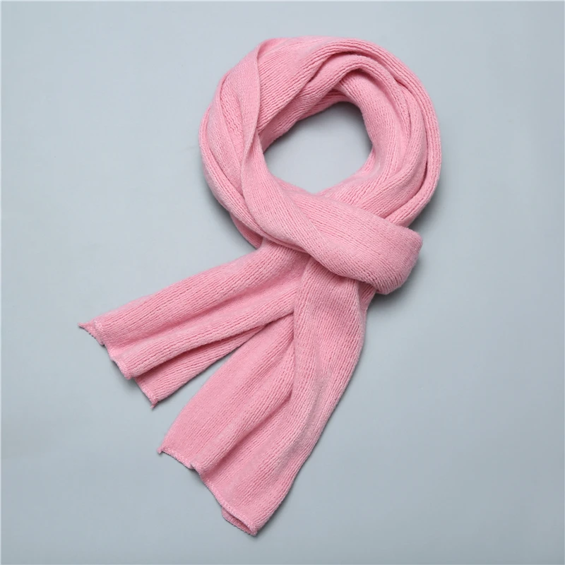 pink Новинка, женский шарф вязанные кашемировые шарфы зимние шали одноцветные длинные, для мужчин, для девушек, бандана платок на шею - Цвет: pink