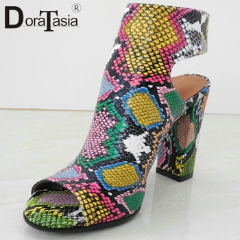 

DORATASIA New Ladies Street Cool Colorful Gladiator Sandals mixed-color Party Sandals Women High Block Heels Shoes Woman