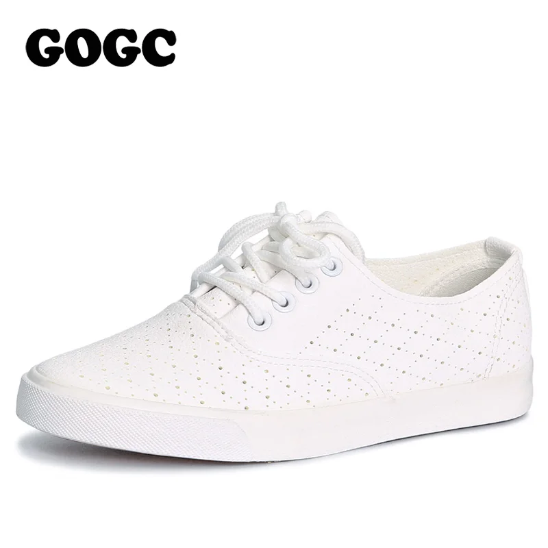 GOGC 2019 Дышащая Кожа Женская Обувь Лето Женщины Причинно с Отверстием Удобные