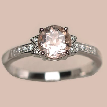

European and American Style Fashion Oval Champagne S925 Sterling Silver Morganite Ladies Elegant Ring