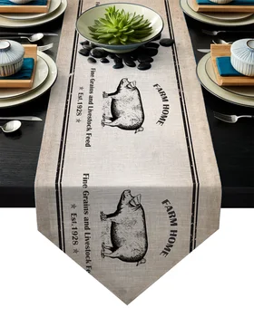 

Farm Brown Pig Grain Feed Table Runner Table Flag Home Party Decorative Tablecloth Table Runners