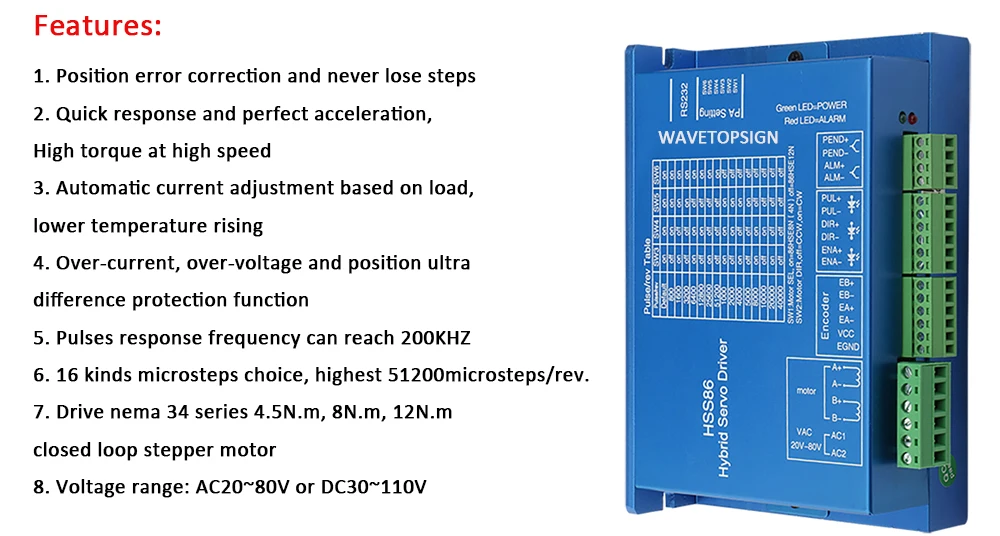 WaveTopSign Nema34 86HS78-4004 2 фазы шаг угол 1,8 гибридный шаговый двигатель Номинальный ток 4А Длина двигателя 78 мм