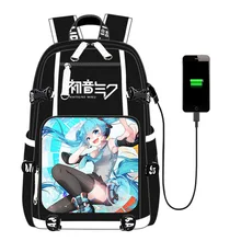 Аниме Mochila ноутбук Hatsune Miku Vocaloid Студенческая сумка для отдыха и путешествий с usb зарядным портом школьные сумки для подростков мальчиков и девочек