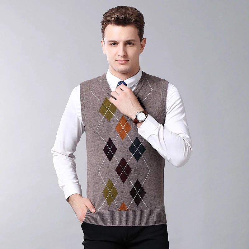 Men Sleeveless Sweaters And Pullovers Knitted Vest Autumn Winter V neck