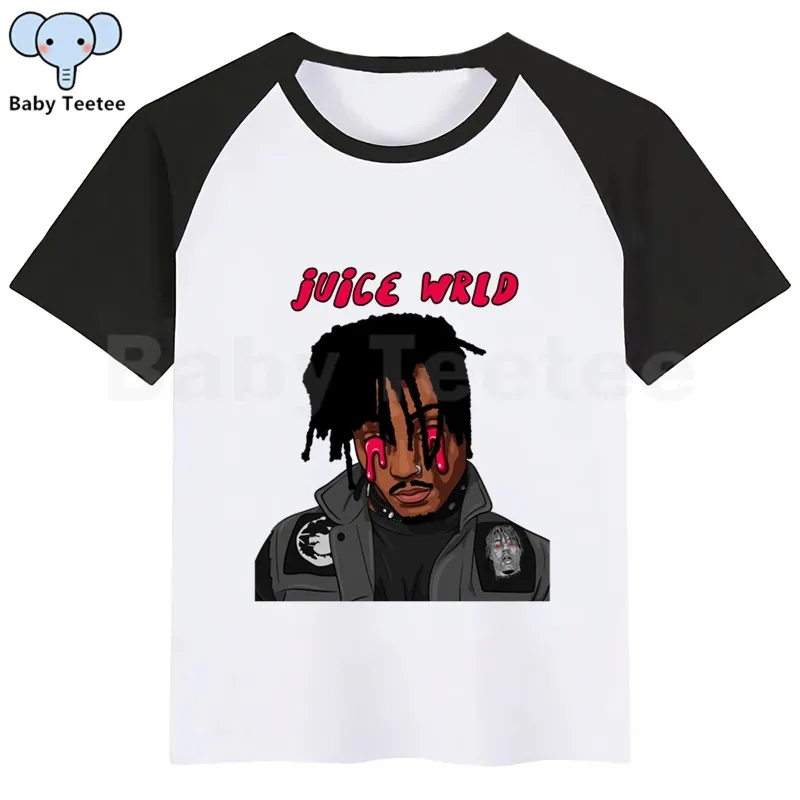 Детская футболка с принтом Juice Wrld забавная мультипликационная кавай-девочка, Топ Harajuku, белая футболка с круглым вырезом и короткими рукавами для мальчиков Новое поступление