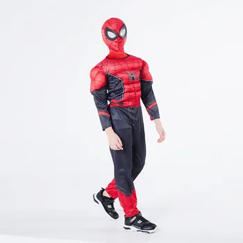 

Kids Muscle Super-Hero Far From Home Peter Parker Cosplay Costume For Man Superhero Spider Bodysuit man Costume For Halloween
