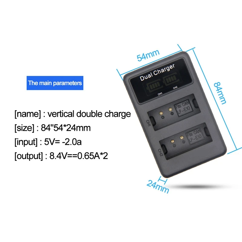 Для Lp-E10 Usb зарядное устройство с двумя портами ЖК-дисплей Быстрая Зарядка батарея для цифровой камеры зарядное устройство для Canon 1100D 1200D 1300D