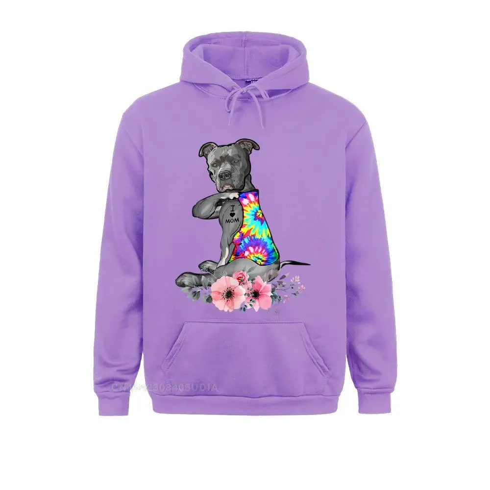 Pitbull Dog Tattoo I Love Mom Mother's Day Gift T-Shirt__B8686 Sweatshirts Long Sleeve Funny Men Summer/Autumn Hoodies Print Clothes  Pitbull Dog Tattoo I Love Mom Mother's Day Gift T-Shirt__B8686purple