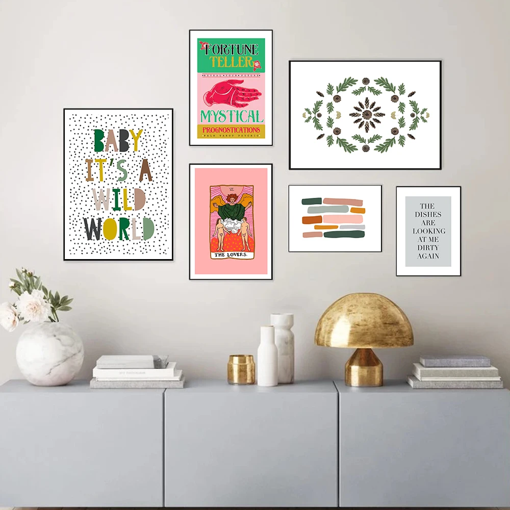 

Abstract Rainbow Fortune Teller The Lovers Tarot Canvas Painting Quote Wall Art Pictures Posters Prints Living Room Home Decor