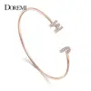 DOREMI Custom Letter Bracelet Baby bangle Zirconia Pave Setting Initial bracelet Child & Adult size for  Unique Cuff Jewelry ► Photo 1/6