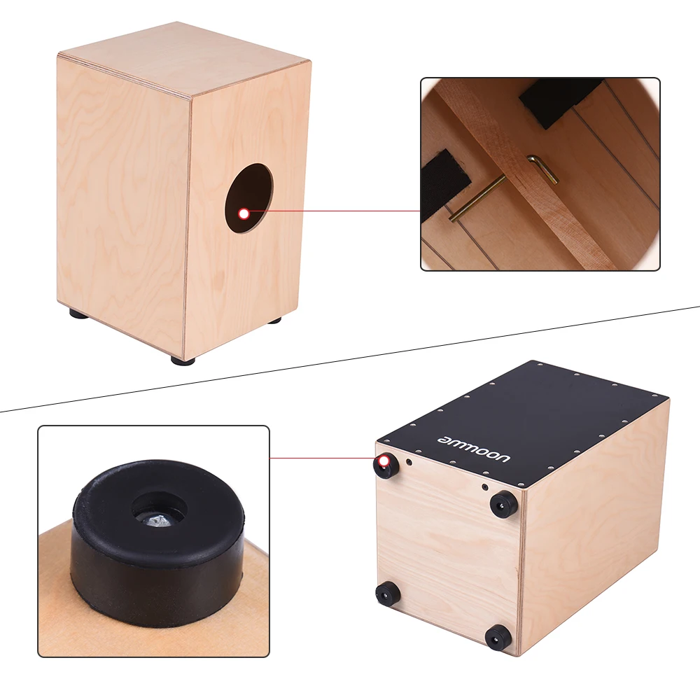 Ammoon деревянный Cajon Box барабан ручной барабан ударный инструмент березовая древесина с регулируемыми струнами сумка для переноски для взрослых