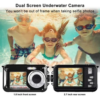 

Waterproof Camera HD 1080P for Snorkeling 24.0 MP Underwater Camera 2.7 Inch TFT-LCD Dual Screen Waterproof Digital Camera (EU P
