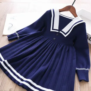 

Girls costume Girls Dresses 2020 New Knit Dress of Girls Princess Clothing Sweater Pleated Ball Gown Girls Clothes for 2-7Y