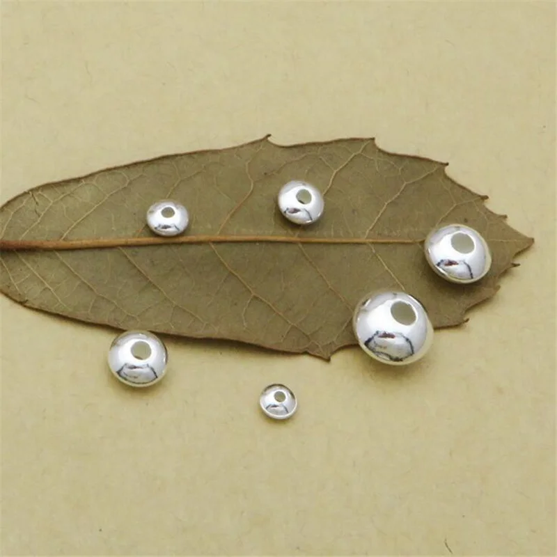 2-10MM 925 Sterling Silver Ball Spacer Bead Mostacilla For DIY