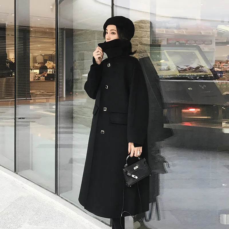 

2019 Popular New Style Early Autumn And Winter Double-Sided Woolen Medium-length Coat Hepburn College Style Short-height Plaids