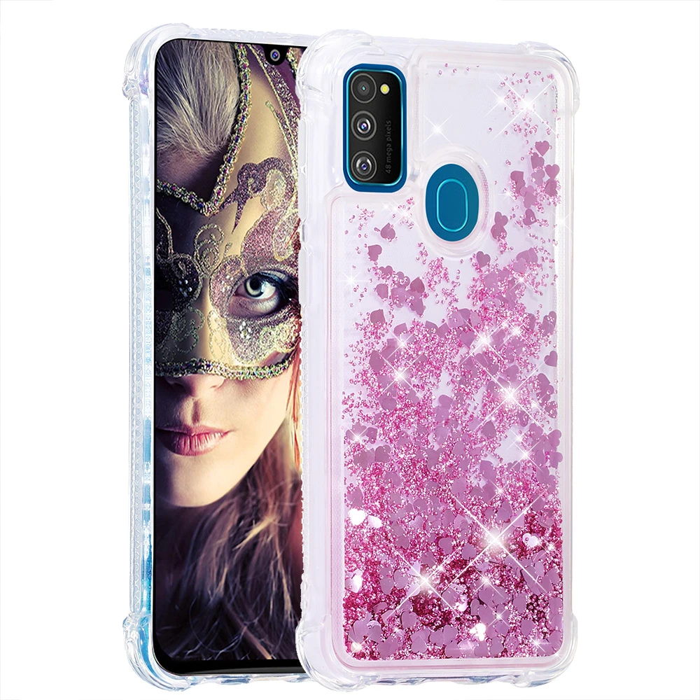 Luxury Love Heart Sequin Quicksand Case For Samsung Galaxy A70 A50 M30S A10E A40 Ultra thin Shiny Beautiful Soft TPU Cover | Мобильные