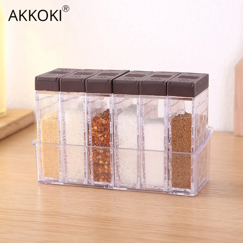 

Plastic Jars Boxes Seasoning Bottles Spice Can with Lid Sugar Storage Organizer Box Home Organization Accessories Kitchen Tool