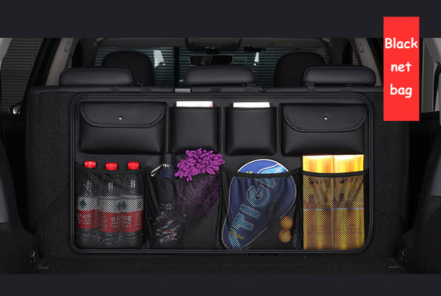 Leather Car Rear Seat Back Storage Bag High Quality Car Trunk Organizer Auto Stowing Tidying Interior Accessories Universal