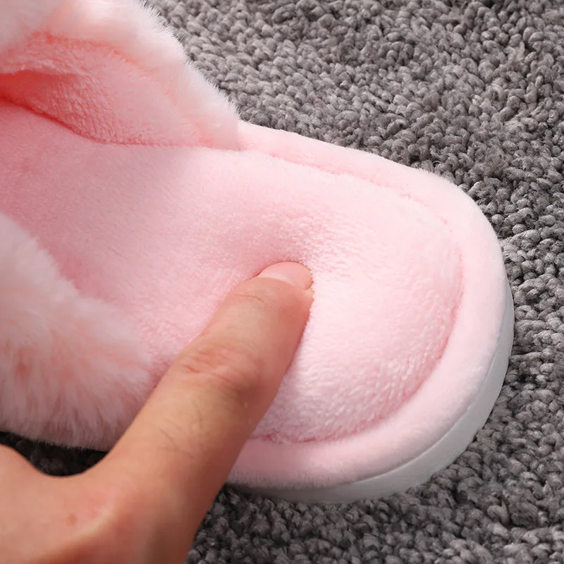 

Cartoon Stereo xiao meng tu Cotton Slippers Winter Warm Anti-slip Cotton Slippers Embroidered Imitation Rabbit Plush Home Slippe