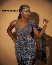 

Sparkly Evening Dresses For Black Girls Mermaid Formal Dress Women Elegant One Shoulder Party Gown Dinner Gowns vestidos de noch