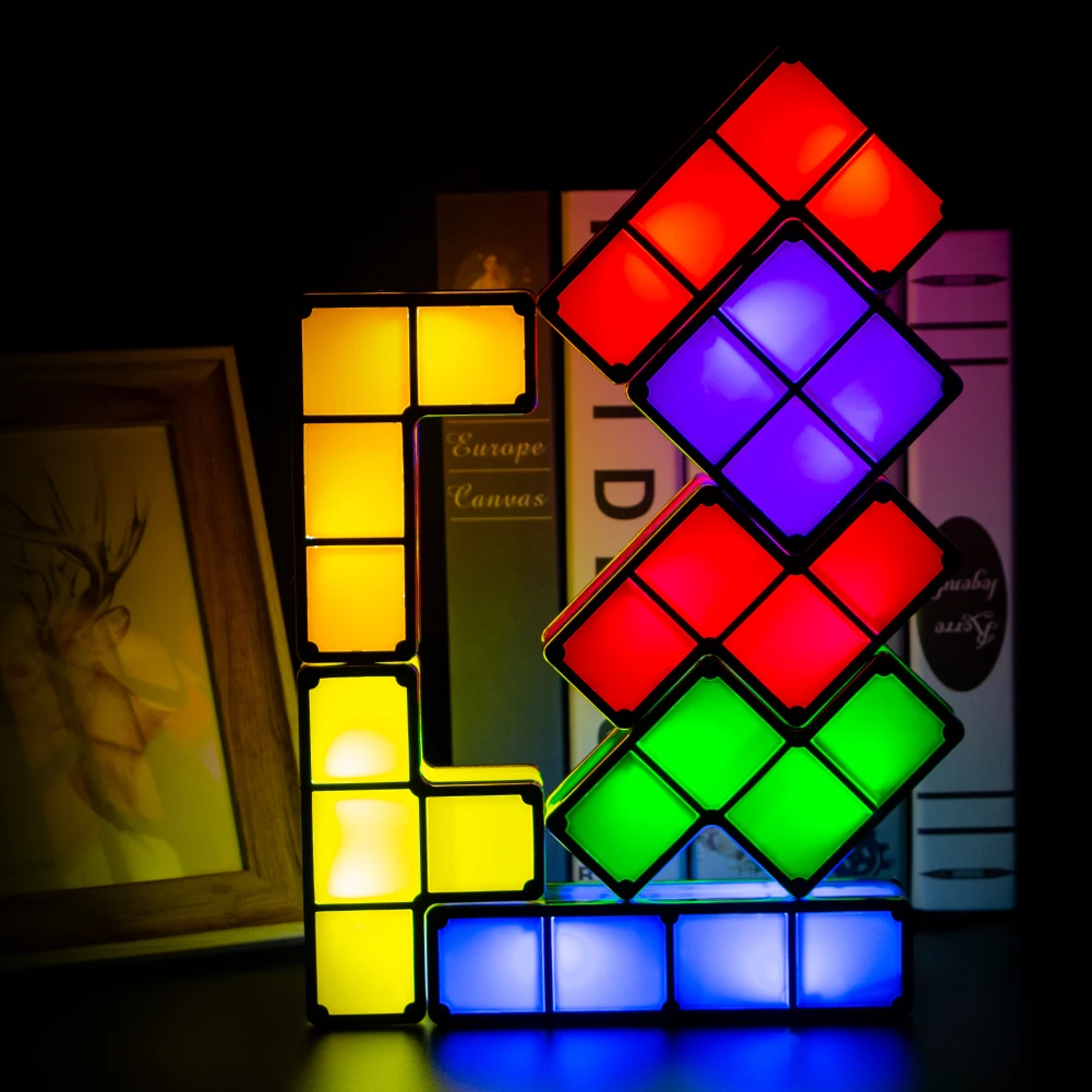 7 шт. Штабелируемый светодиодный светильник для Tetris ночник пазл волшебный