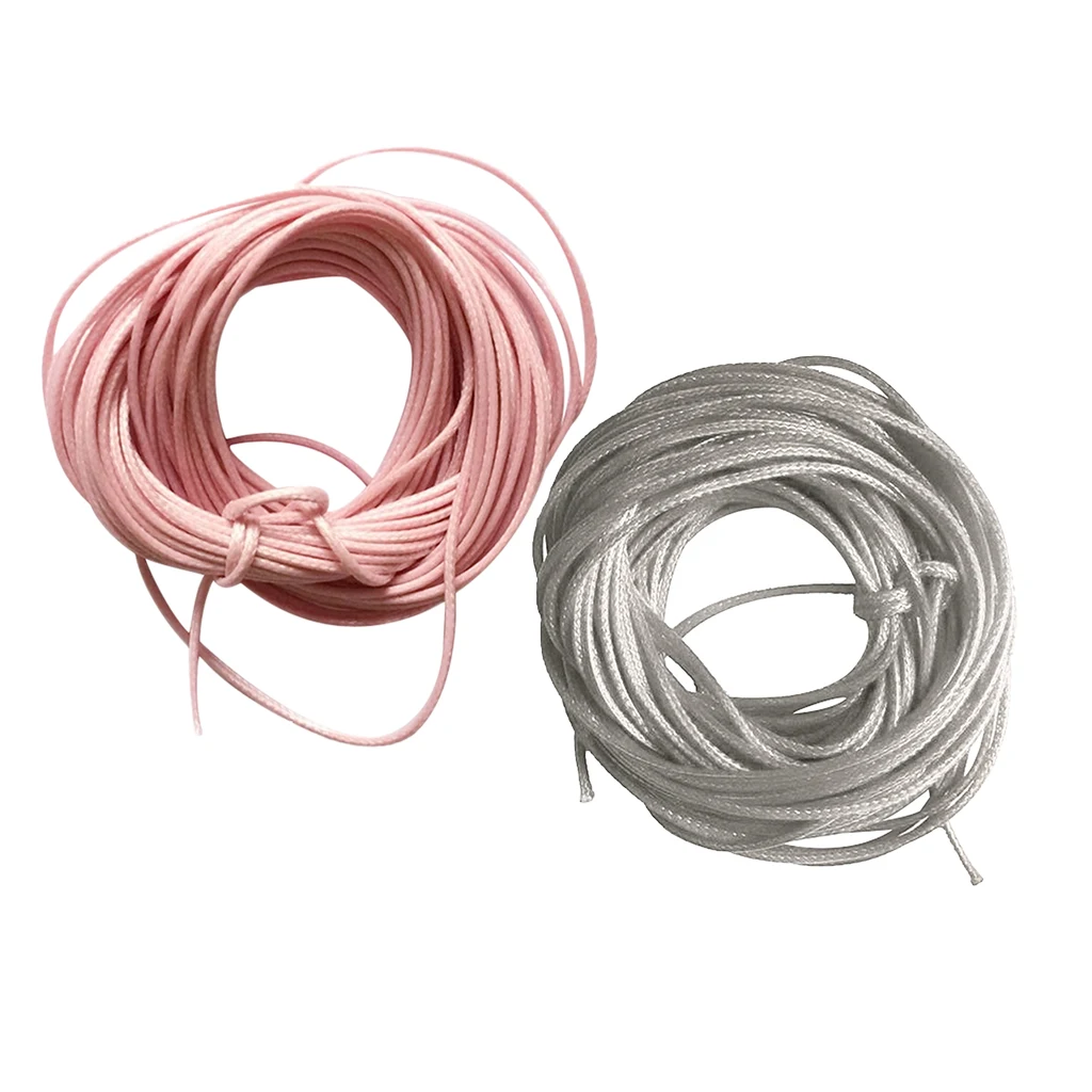 2 Pieces 10 Meters Waxed Nylon String Rope Cord for Jewelry Making 1.5mm Grey Pink