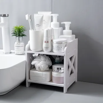 

AODMUKI Wooden Storage Rack Desk Rack Bathroom Makeup Rack Table Storage Rack Kitchen Spice Rack Bathroom Vanity Shelf