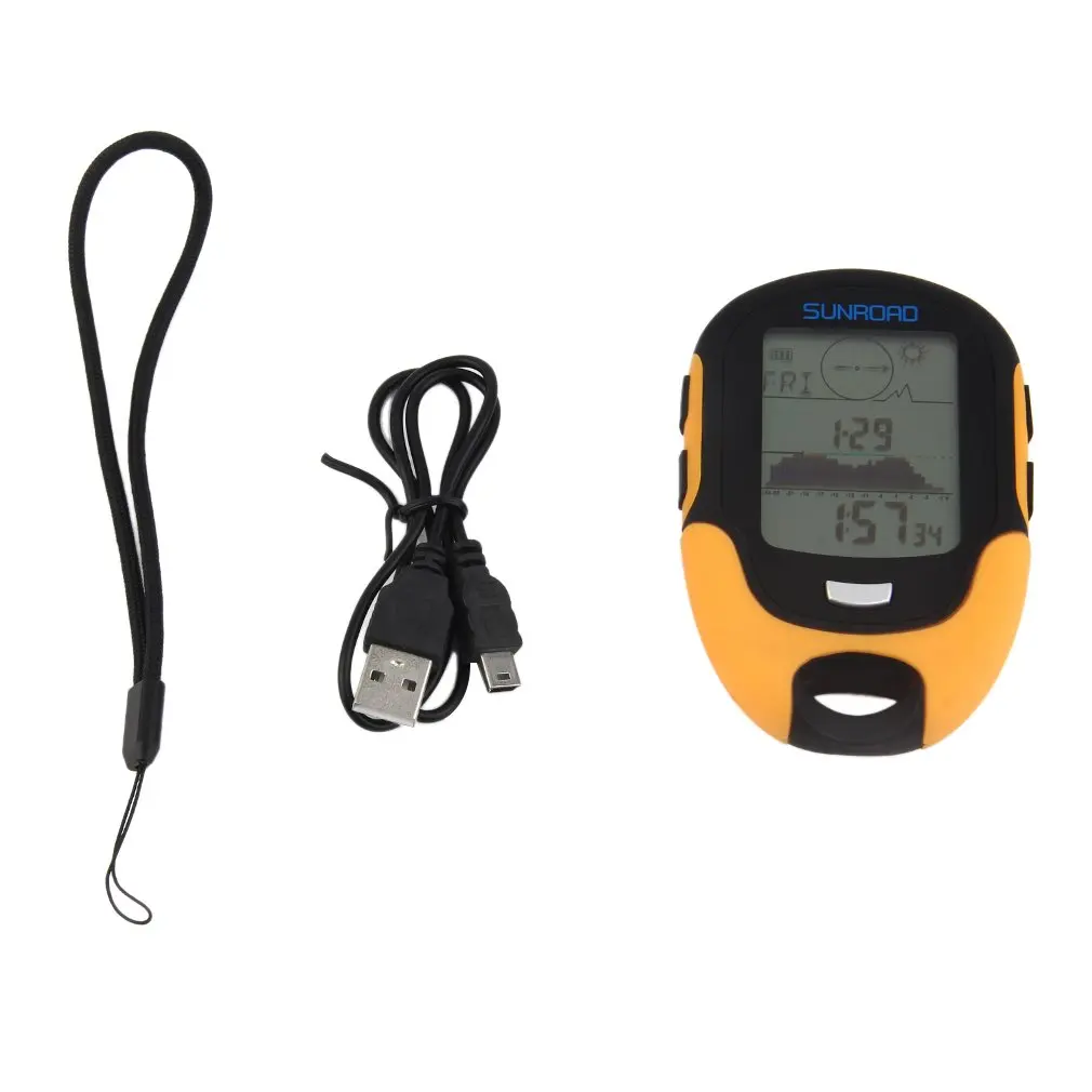 

Multifunctional FR500 Portable Digital Altimeter Waterproof LCD Screen Display Outdoor Use Barometer Device Orange & Black