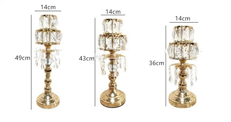 36cm 43cm 49cm Хрустальный кулон подсвечник Романтический ужин при свечах свадебный реквизит Европейский стиль украшение интерьера - Цвет: 36cm 43cm 49cm