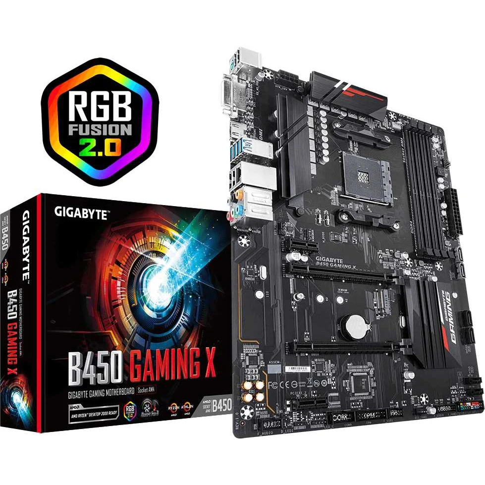 Материнская плата Gigabyte B450 GAMING X Soc-AM4 AMD B450 4xDDR4 ATX AC`97 8ch(7.1) GbLAN RAID+DVI+H
