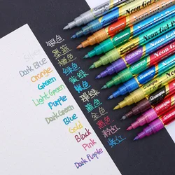 Marqueurs à paillettes 12 couleurs, stylo de peinture Graffiti pour enfants, écriture à la main, dessin, stylo Fluorescent, papeterie de bureau et d'école 