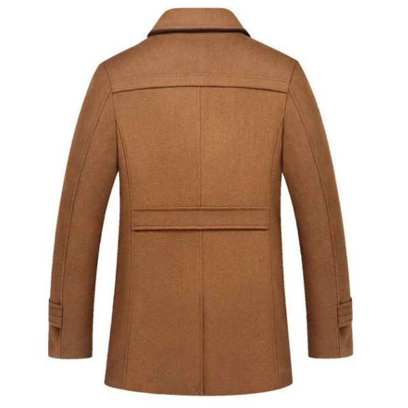 Зимнее шерстяное толстое теплое пальто для мужчин, модные ветрозащитные повседневные мужские куртки с двойным воротником, верхняя одежда, длинные шерстяные пальто, Прямая поставка