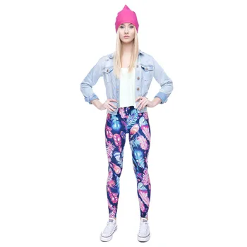 

Ladies Causual Dress leggings Girl's Garments Multi Color Feather Printed Women Fashion Slim High Waist Legging Skinny Pants