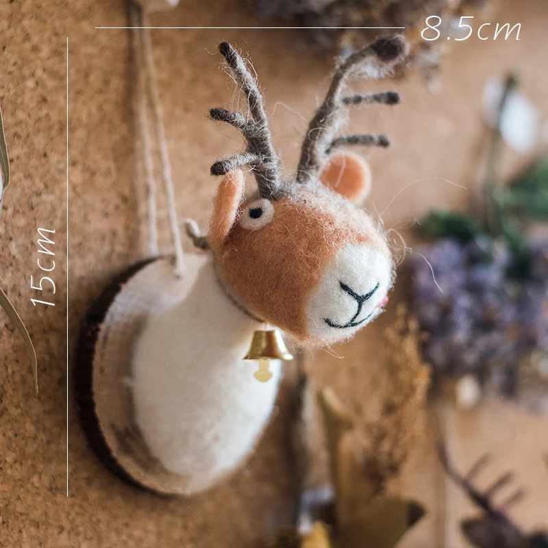 1 Piece Wool Felt Christmas Deer Head Home Hanging Decoration Nordic Modern in Living Room Desktop Craft Statue Figurines Gift - Цвет: 1
