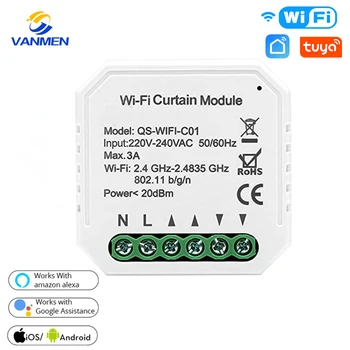 

WiFi Smart Curtain Switch Module,Roller Blinds Shutter Motor Smart Home,Tuya APP Remote Control Work with Alexa/Google Home