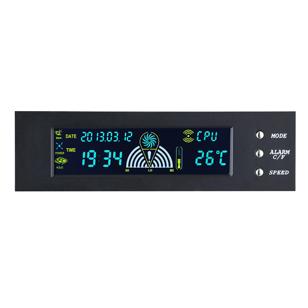 

5.25 Inch PC Accessories Durable 3 Pin Fan Speed Controller Bracket Temperature Display USB Interface Computer LCD Front Panel