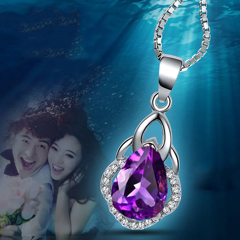 

5A+ Austrian Rhinestones Pendant Lady Choker Necklace Jewelry Quality Silver 925 Sterling Chain Clavicle Necklaces Female Bijou