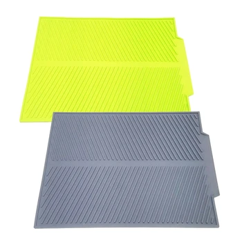 

2x Drain Rack Silicone Dish Drainer Tray Large Sink Drying Rack Worktop Organizer Drying Rack Green & Grey