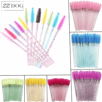 

ZZDOG crystal handle Eyelash comb Brushes Makeup Brushes Cosmetic Disposable Mascara Wands Applicator colorful Makeup Tool