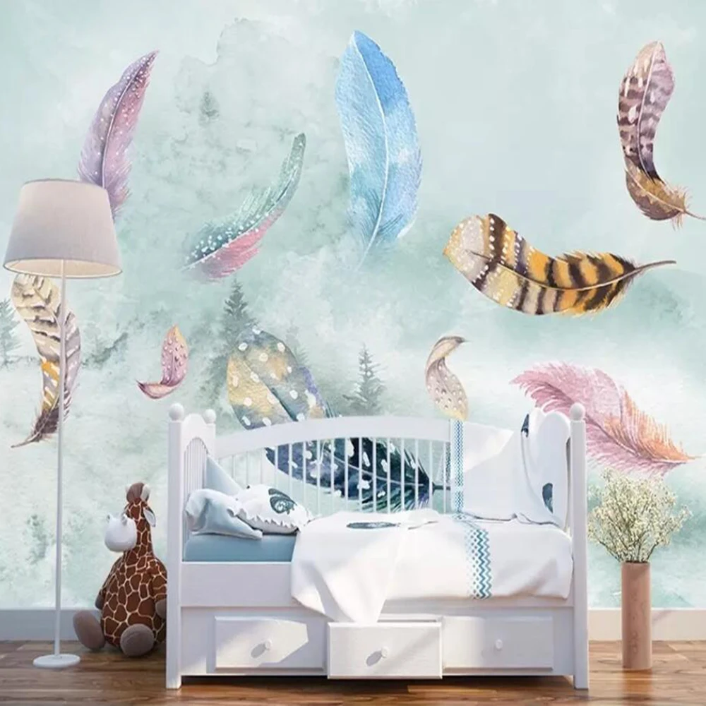 

Dropship Custom Large 3D Wallpaper Murals Minimalist Hand-painted Abstract Feathers Background Wall Decoration Wallpaper Murals