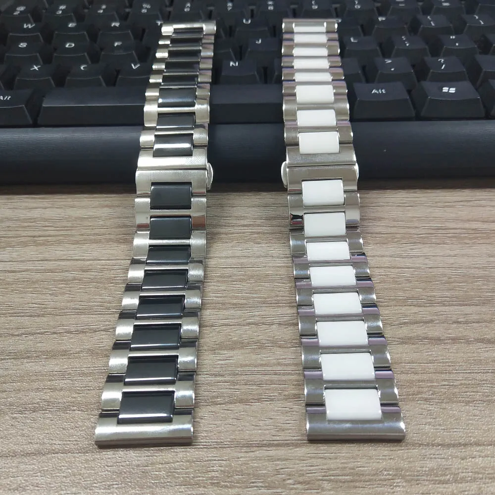 Керамический ремешок из нержавеющей стали для samsung Galaxy Watch 42 мм/46 мм/Active 2 1/gear S3 браслет наручный ремень аксессуары