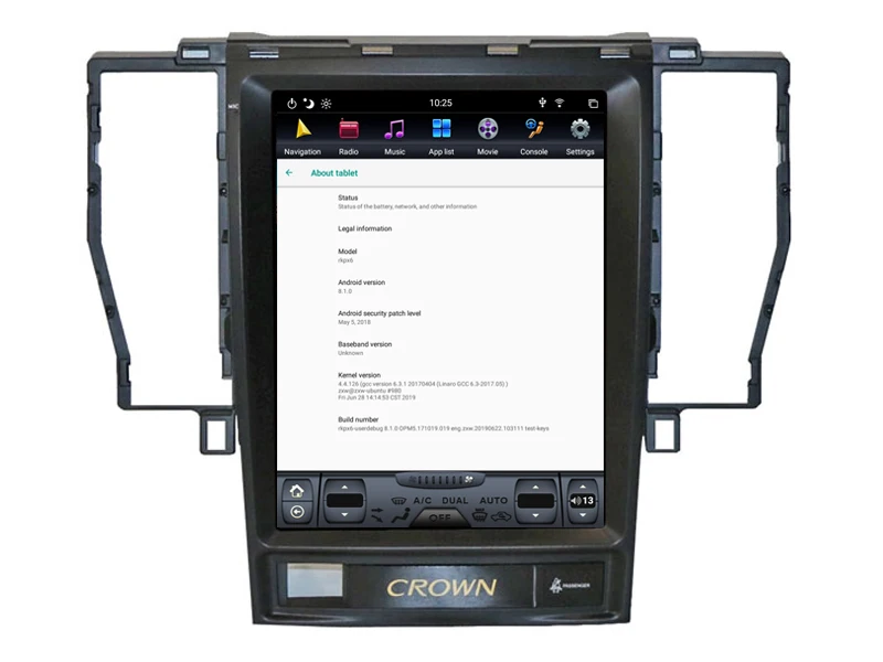 10," вертикальный экран радио плеер для Toyota Crown 2012 gps bluetooth навигация шесть ядер 32 Гб rom Android 8,1 Автомобильный мультимедийный