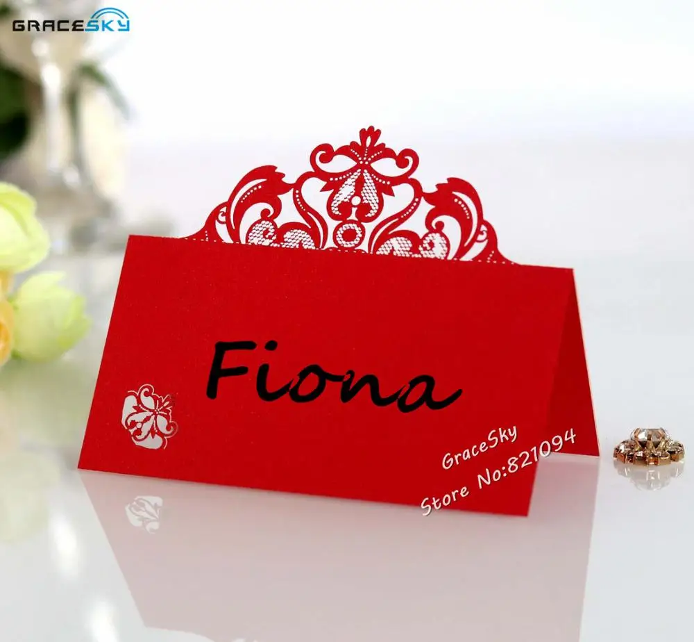 

50x free shipping New Crown laser cut table cards wedding Name Seat Place Cards Wedding invitation Holder Cards for Party Decor