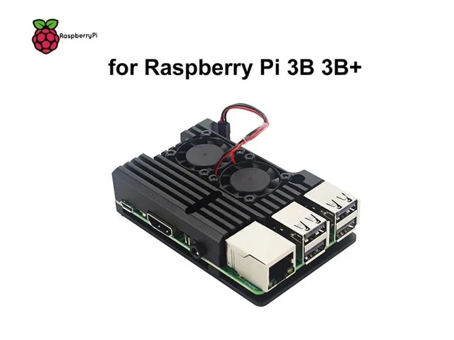 Raspberry Pi 4/3 алюминиевый корпус черный с двойные вентиляторы охлаждения металлический корпус для Raspberry Pi Модель 2B 3B 3B - Комплект: 2B 3B 3B plus fan