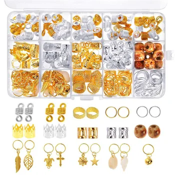 

240pcs/box Braid Metal Cuffs Jewelry Decoration Hair Rings Mixed Colors Tubes Beads Dreadlocks Easy To Use Styling Adjustable