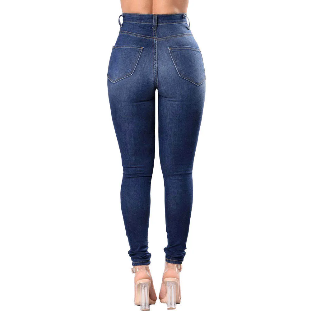 Женские обтягивающие длинные джинсы с эффектом потертости и эффектом градиента, джинсовые сексуальные обычные брюки, женские брюки с высокой талией, женские джинсы для мам