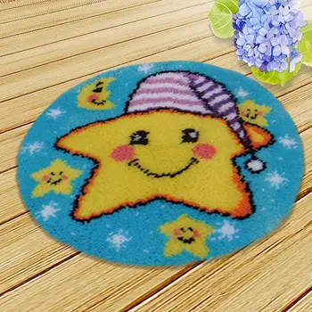 

Star Ground Mat Cushion Latch Hook Kit Embroidery DIY Craft Cross Stitch Needlework Embroidery Counted Cross-Stitching Kit Set