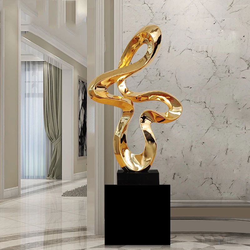 Modern Electroplated Resin Sculpture Abstract Sculpture Marble Base