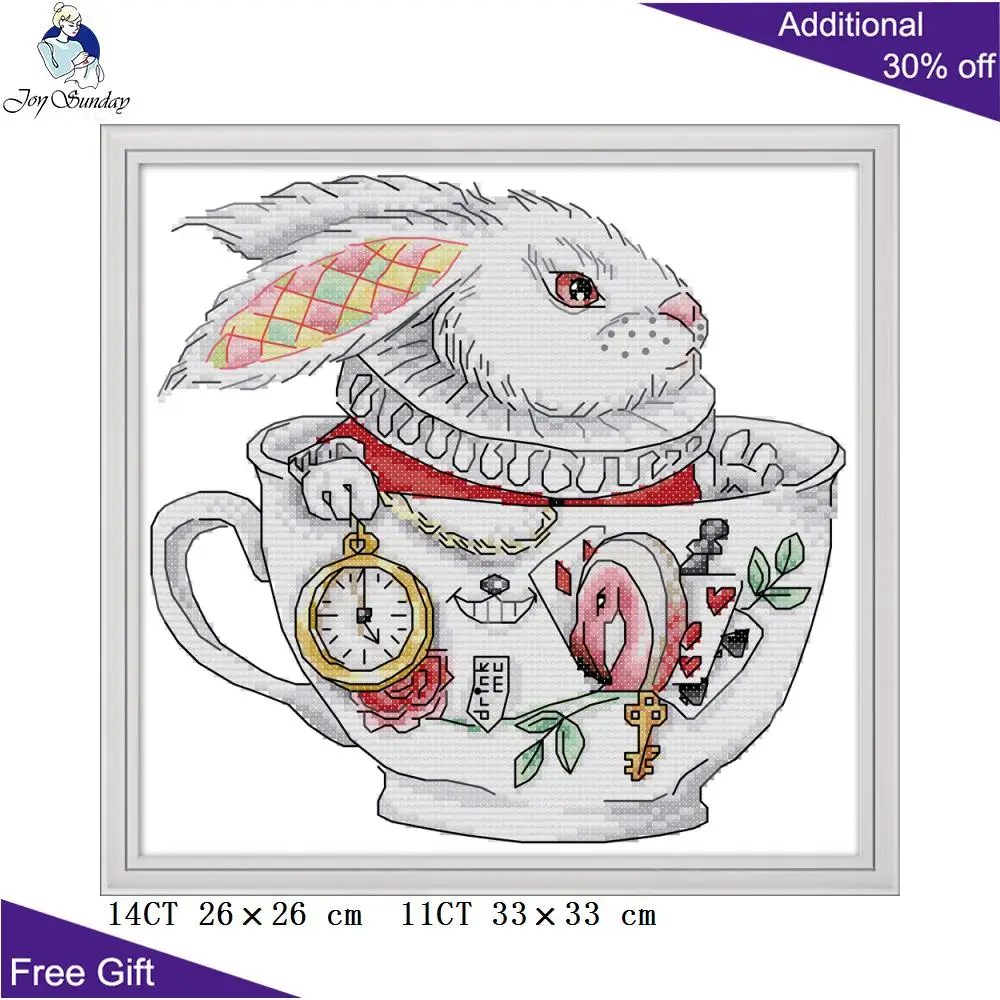 Joy Sunday чашка с зайчиком крестиком KB037 14CT 11CT Счетный и штампованный Ресторан домашний декор чашка с зайчиком наборы для вышивки крестом